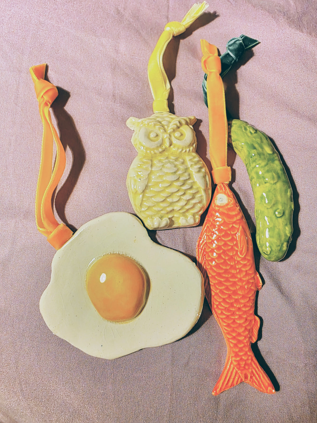 Ceramic Sunny Side Up Egg Ornaments