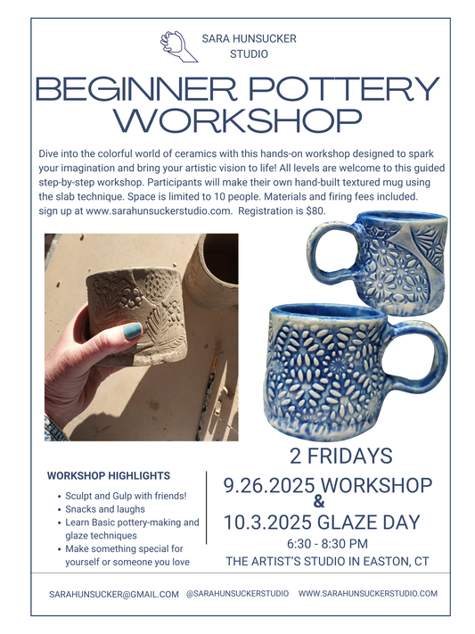 Adult Hand Building Mug Ceramic Workshop in Easton CT