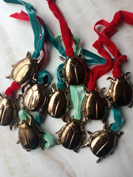 Ceramic Scarab Ornament in Bronze