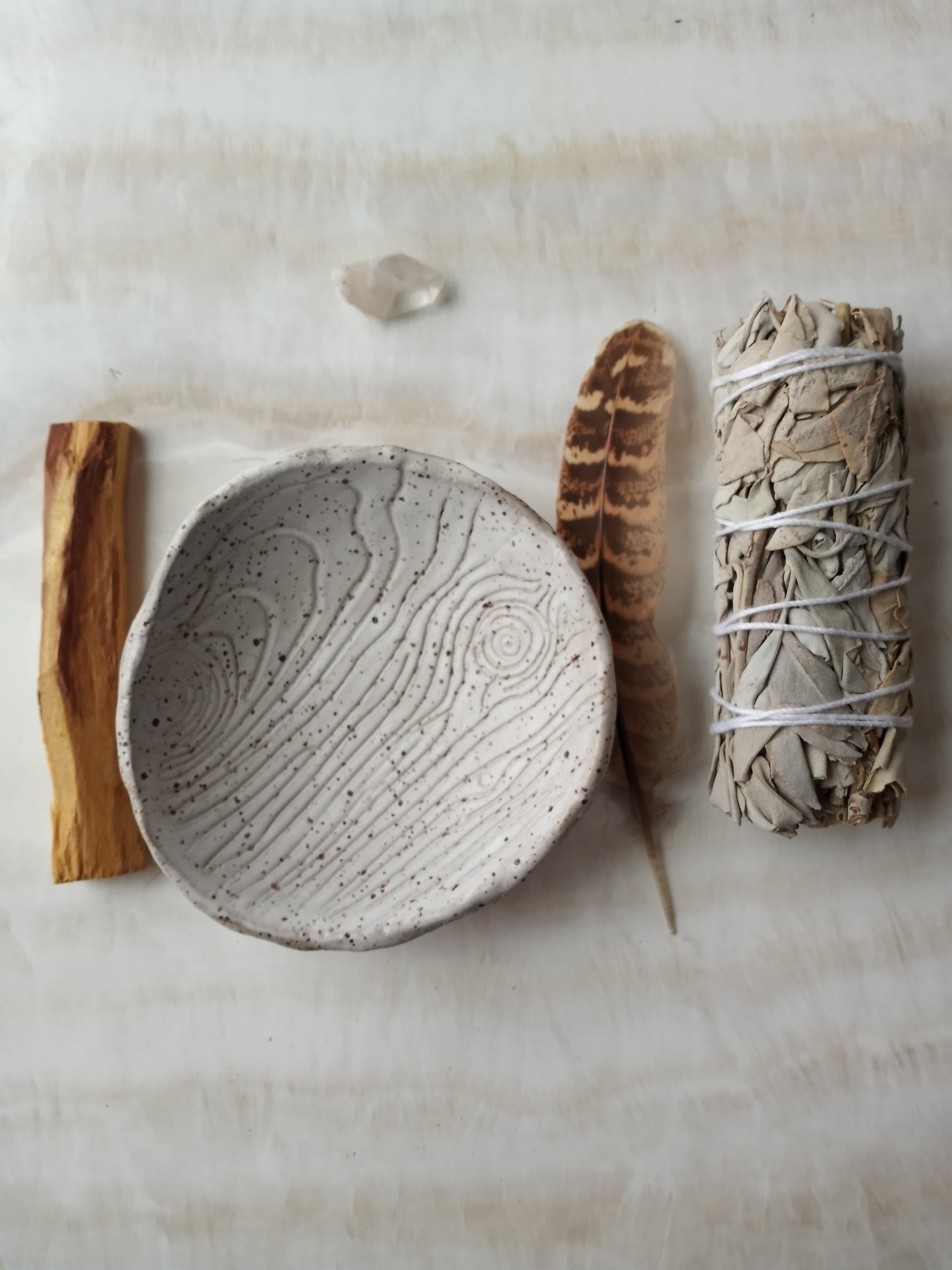 Speckled Faux Bois Handmade Ceramic Tray Deluxe Smudge Kit