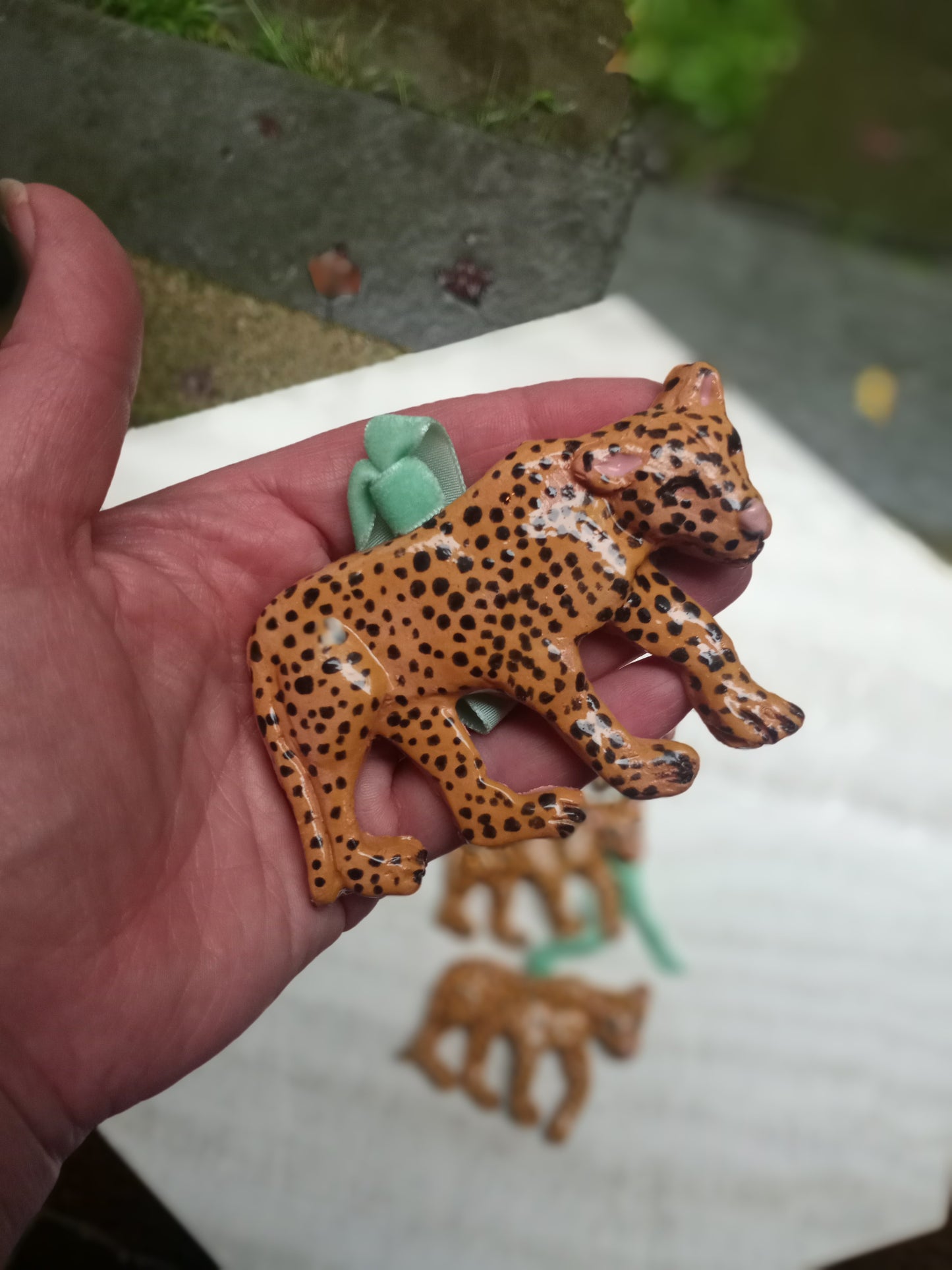 Ceramic Leopard Christmas Ornament