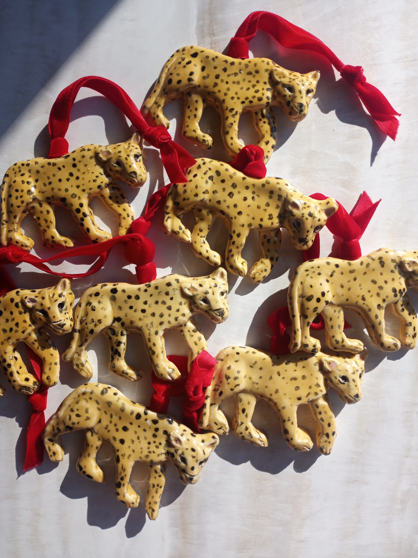 Ceramic Leopard Christmas Ornament