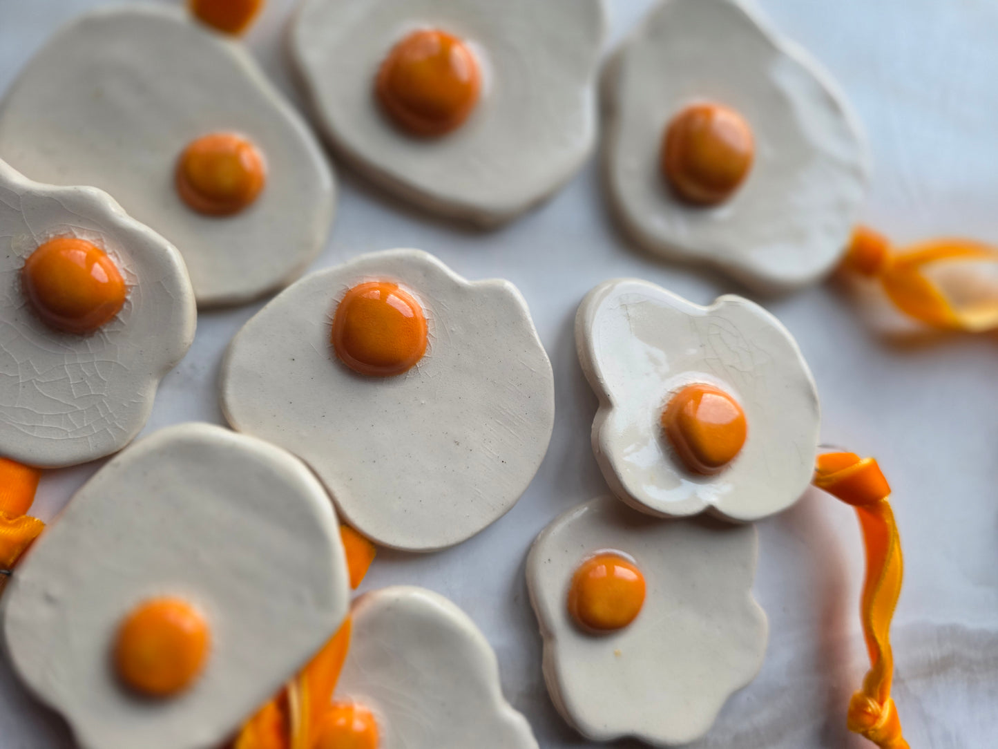 Ceramic Sunny Side Up Egg Ornaments
