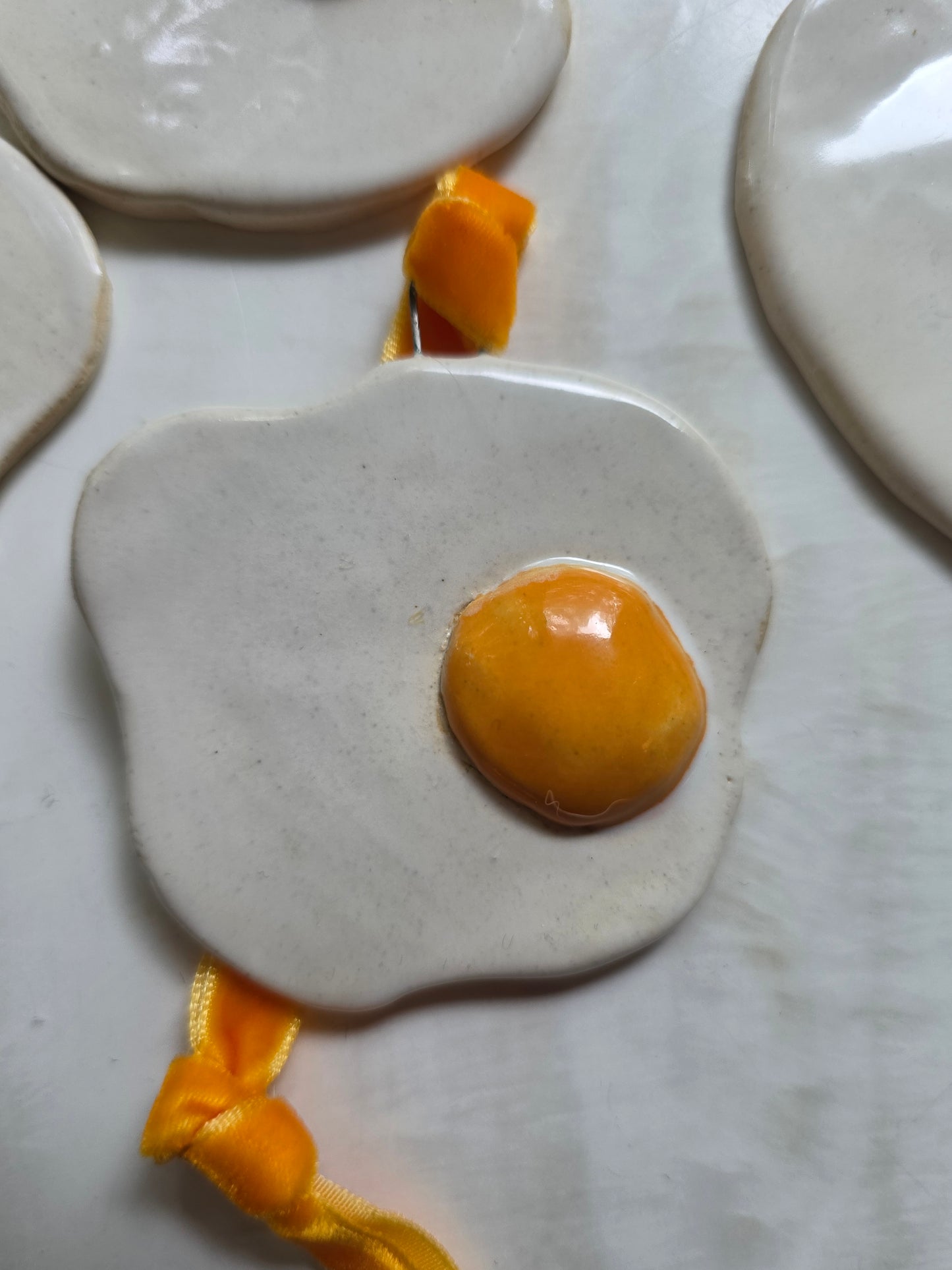 Ceramic Sunny Side Up Egg Ornaments