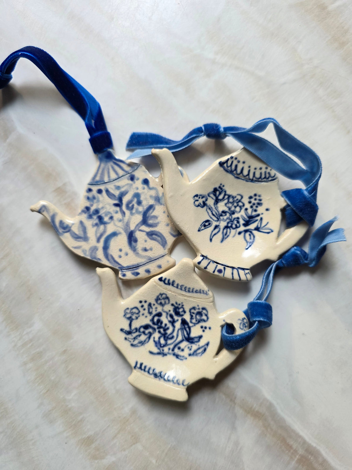 Handmade Chinoiserie Ginger Jar and Teapot Ceramic Ornaments