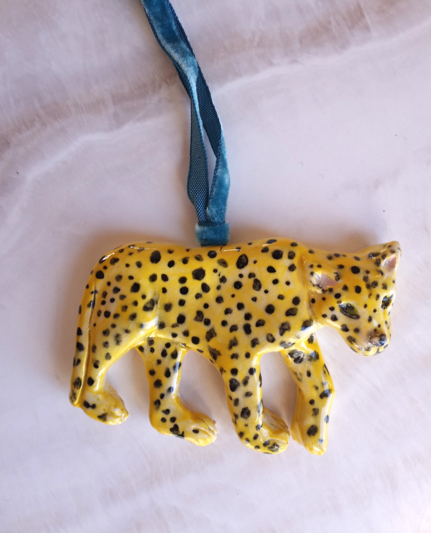 Ceramic Leopard Christmas Ornament