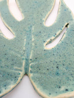 Stoneware Ceramic Monstera Tray in Pale Verdant